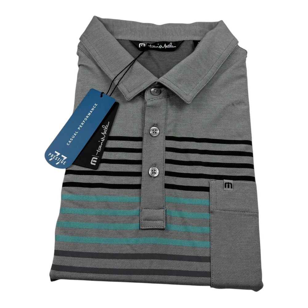 TravisMathew Whitney Polo Shirt XXL Heather Quiet Shade Gray Striped 1MO141 NEW